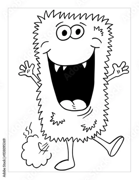 Obraz Farting Monster Coloring Page Vector Illustration Art