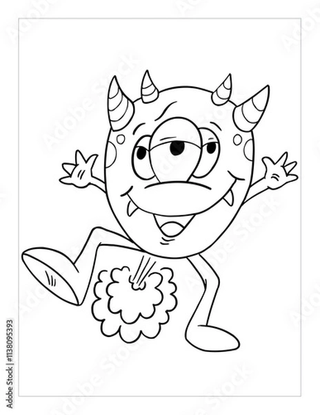 Obraz Farting Monster Coloring Page Vector Illustration Art