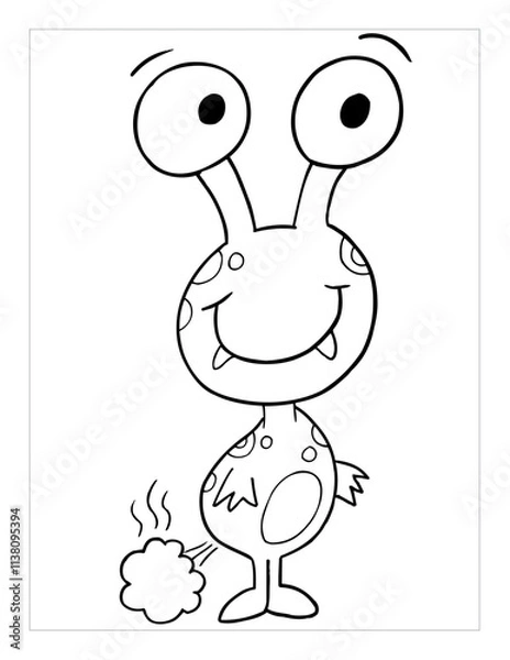 Obraz Farting Monster Coloring Page Vector Illustration Art