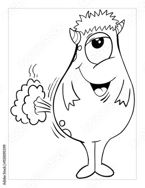 Obraz Farting Monster Coloring Page Vector Illustration Art