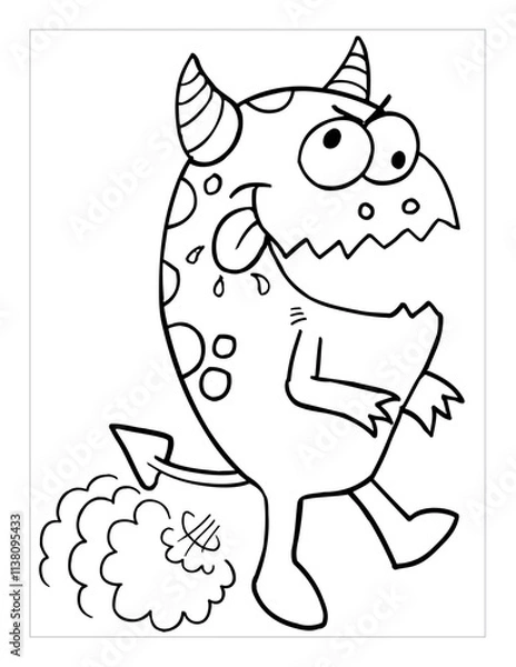 Obraz Farting Monster Coloring Page Vector Illustration Art