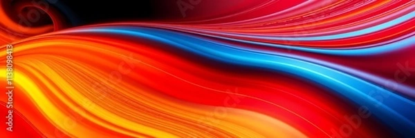 Obraz Vibrant Fluid Waves: Abstract 3D Neon Flow Background