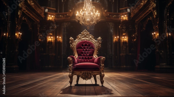 Obraz A luxurious Baroque-style chair with intricate golden carvings