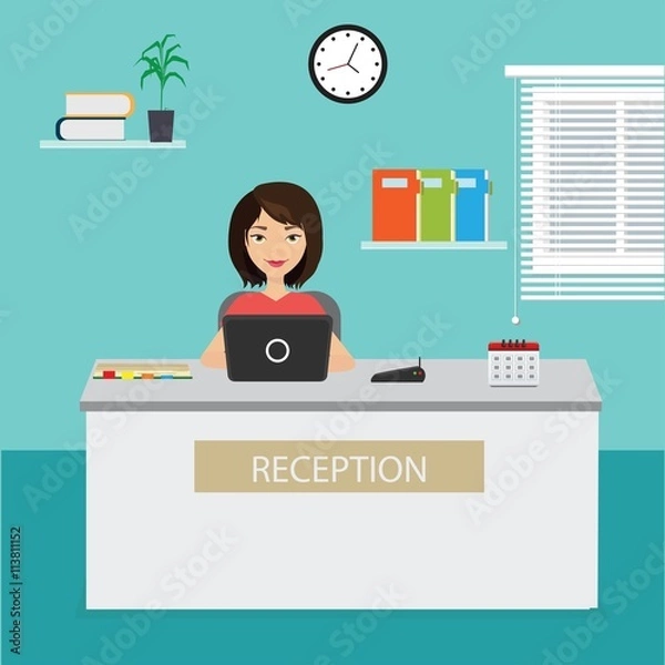 Obraz Girl sitting at office reception