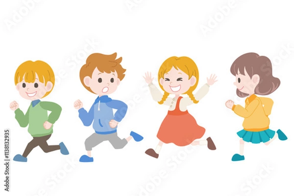 Obraz 元気にかけっこをする子供たち