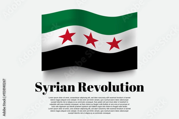 Fototapeta Syria flag waving form on gray background. Vector illustration.