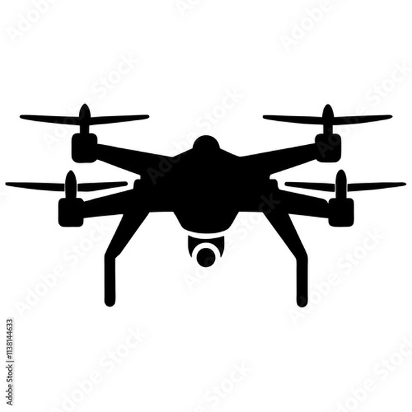 Obraz Drone icon silhouette, Single drone art vector, Vector of single drone black shape, Vector illustration