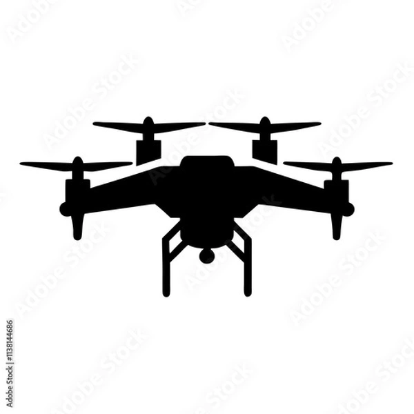 Obraz Drone icon silhouette, Single drone art vector, Vector of single drone black shape, Vector illustration