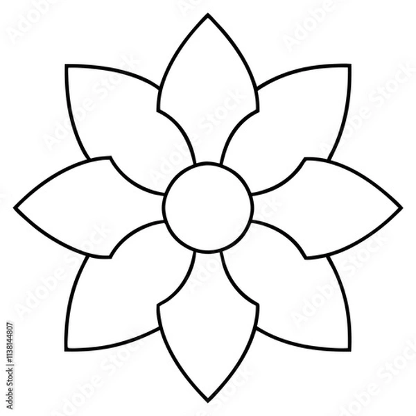 Obraz Beautiful flower mandala outline silhouette, Single mandala outline art vector, Vector of single flower mandala outline shape, Vector illustration
