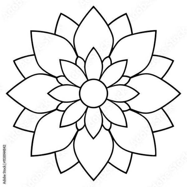 Obraz Beautiful flower mandala outline silhouette, Single mandala outline art vector, Vector of single flower mandala outline shape, Vector illustration