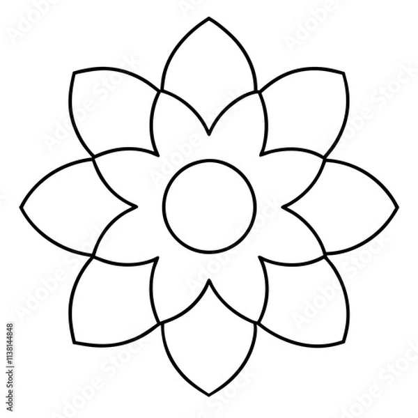 Obraz Flower mandala outline silhouette, Single mandala outline art vector, Vector of single flower mandala outline shape, Vector illustration