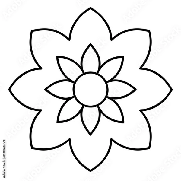 Obraz Flower mandala outline silhouette, Single mandala outline art vector, Vector of single flower mandala outline shape, Vector illustration