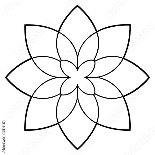 Obraz Flower mandala outline silhouette, Single mandala outline art vector, Vector of single flower mandala outline shape, Vector illustration