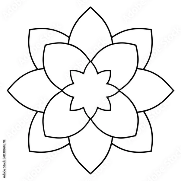 Obraz Flower mandala outline silhouette, Single mandala outline art vector, Vector of single flower mandala outline shape, Vector illustration