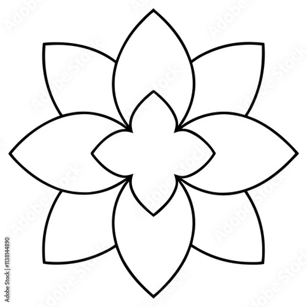 Obraz Flower mandala outline silhouette, Single mandala outline art vector, Vector of single flower mandala outline shape, Vector illustration