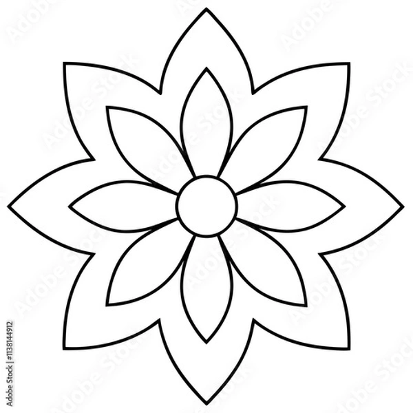 Obraz Flower mandala outline silhouette, Single mandala outline art vector, Vector of single flower mandala outline shape, Vector illustration