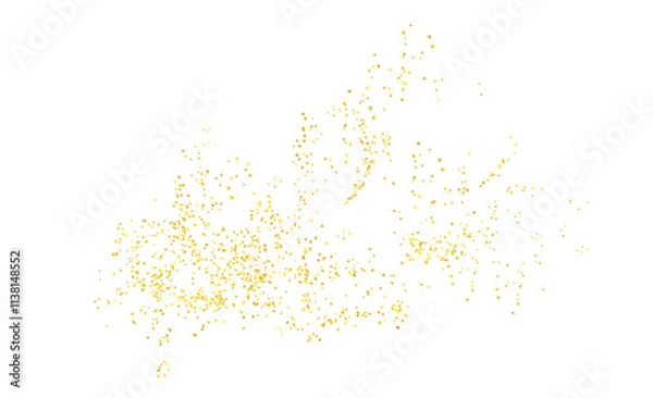 Fototapeta Horizontal wavy strip sprinkled with crumbs golden texture. Background Gold dust on a white background. Sand particles grain or sand. Vector backdrop golden path pieces grunge for design illustration