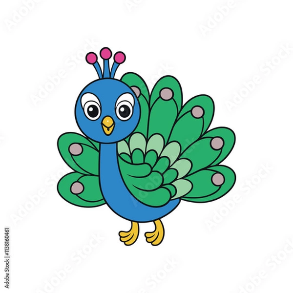 Fototapeta Elegant Peacock Vector Illustration

