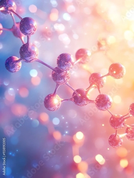 Obraz Book Cover Design, Colorful Molecule Structure with Light Gradient Background