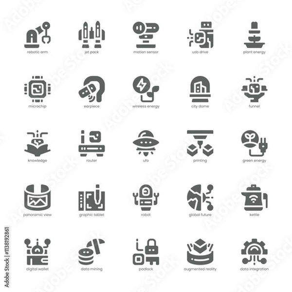 Fototapeta Innovation Icon pack for your website, mobile, presentation, and logo design. Innovation Icon glyph design. Vector graphics illustration and editable stroke.