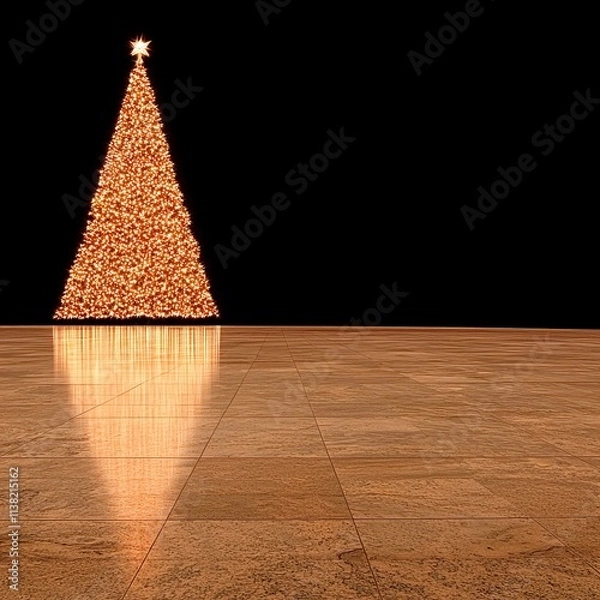 Obraz Illuminated Christmas Tree Reflection on Floor