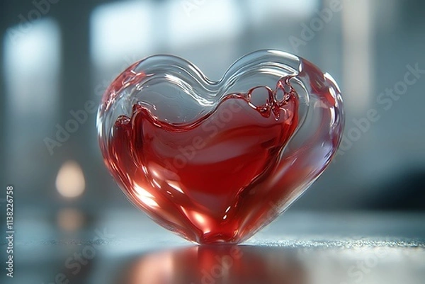 Fototapeta One beautifully colored heart, center stage on a pristine white background. The hue might be a passionate red or a soothing pink, either way presenting a comforting symbol of love. Smooth edges 