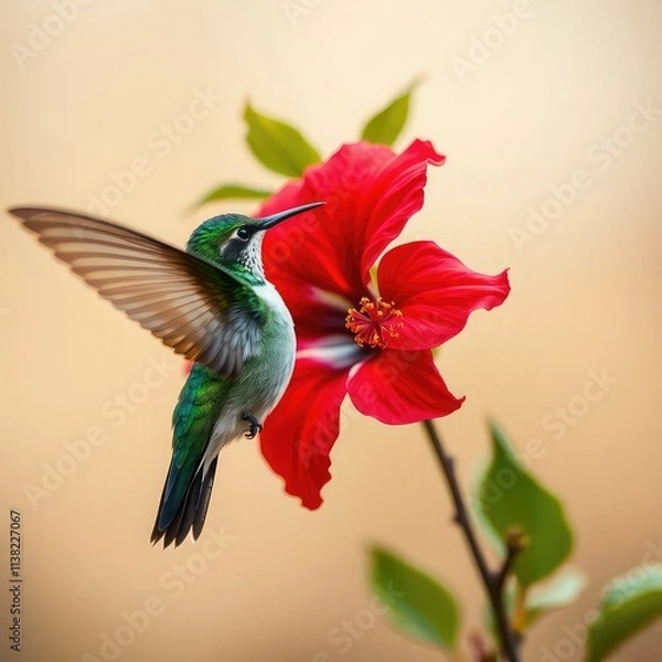 Fototapeta hummingbird and flower transparent background, hummingbird in flight, hummingbird and flower, hummingbird in flight