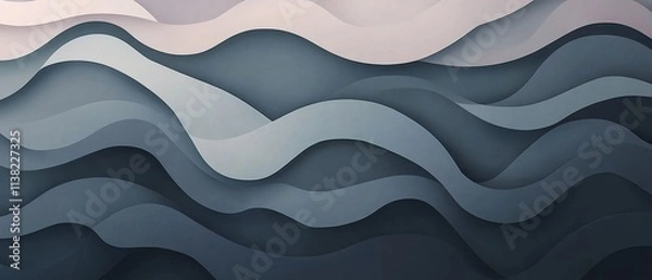 Fototapeta modern soft curvy waves background design with light gray, dim gray and dark gray color