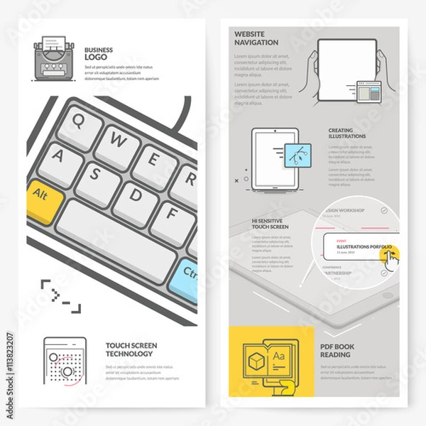Fototapeta Business brochure flyer design layout template, with concept icons:
Touch screen technology 