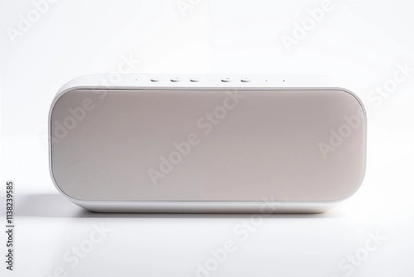 Fototapeta Modern, minimalist, and futuristic wireless speaker in a compact design, showcasing sleek aesthetics and advanced technology, displayed on a clean white background for a contemporary appeal