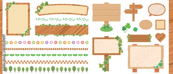 Obraz 木製看板のイラストセット