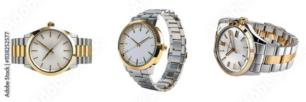 Obraz set of a stainless steel watch isolated on a transparent background