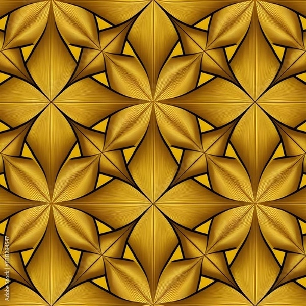Fototapeta Abstract geometric design with black textures  and gold,
