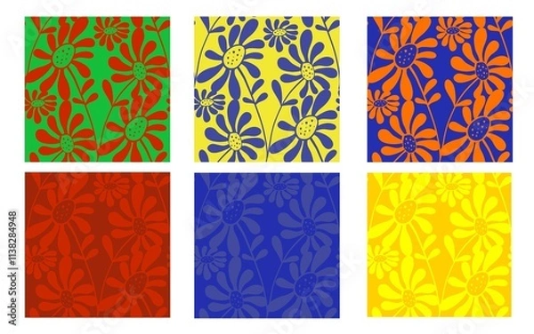 Obraz Colorful Floral Seamless Patterns Collection