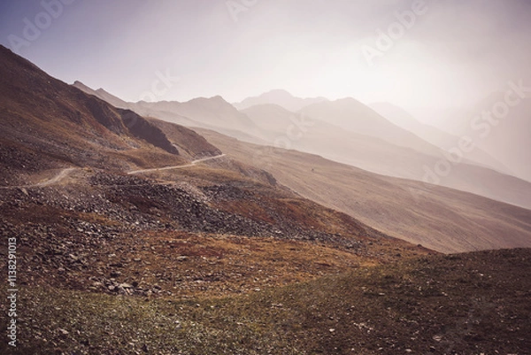 Fototapeta Moody autumn landscape of Jakobshorn, Davos