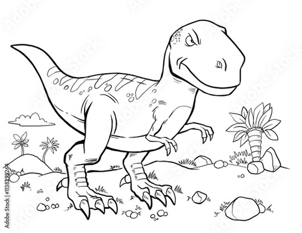 Obraz Tyrannosaurus Rex Dinosaur Coloring Page Vector Illustration Art