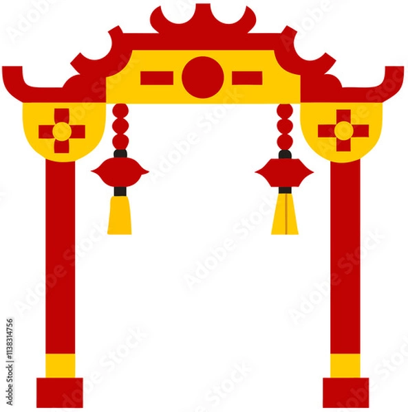 Obraz Archway Decorated with Tassels Chinese New Year Decoration Illustration