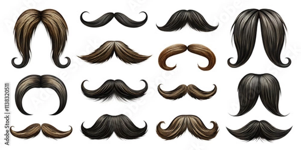 Fototapeta mustache set isolated on white background 
Png