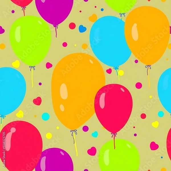 Fototapeta Colorful Balloons Party Seamless Pattern 