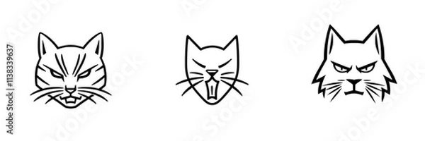 Fototapeta A furious cat, growling with bared teeth and extended claws, exhibits aggression and intensity in this sketch engraving created by generative AI. The black and white image mimics scratch board art.