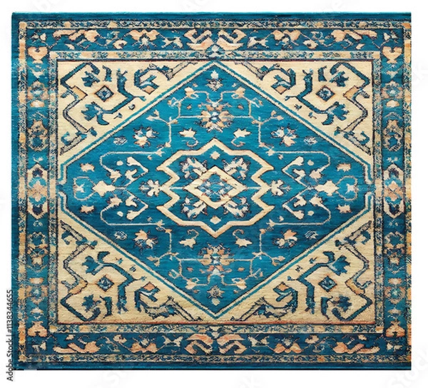 Fototapeta An attractive rug with intricate patterns, vibrant colors, and a soft texture