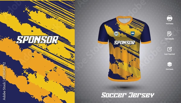 Fototapeta Soccer jersey design for sublimation or sports t shirt design for cricket