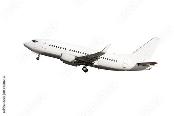 Obraz Take off a white passenger plane isolated