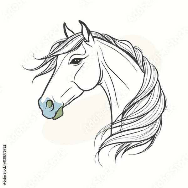 Fototapeta a black and white line drawing of a horse's head