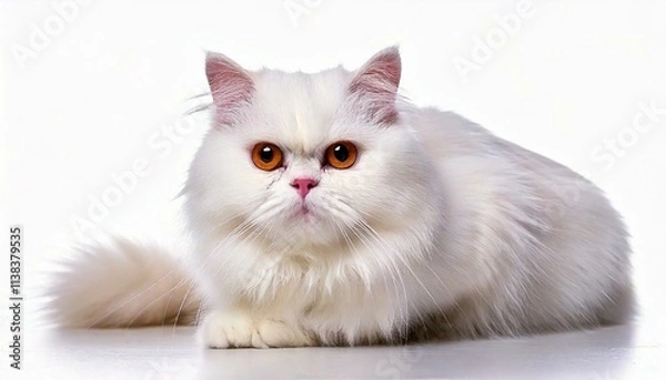 Fototapeta White Persian Cat. Isolated on White Background. Photo Studio.
