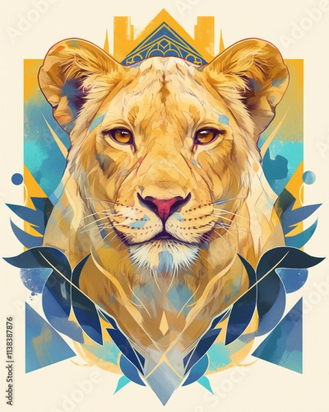 Obraz Lioness symmetry layout illustration