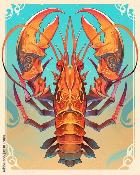 Obraz Lobster symmetry layout illustration