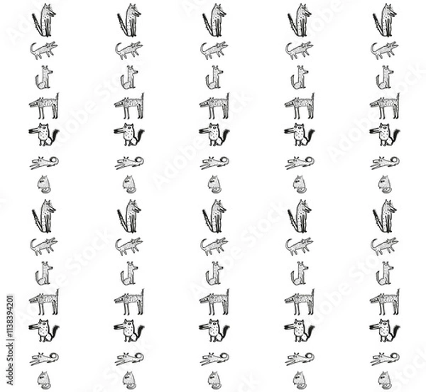 Obraz Seamless pattern with funny cartoon dogs