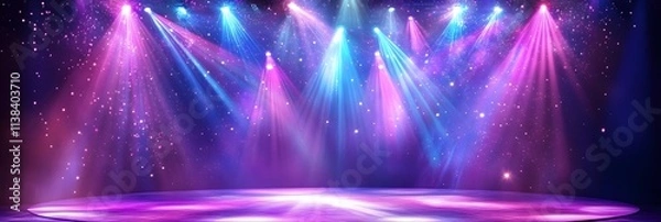 Fototapeta Electric Nights: Vibrant Concert Stage Illuminated with Neon Lights