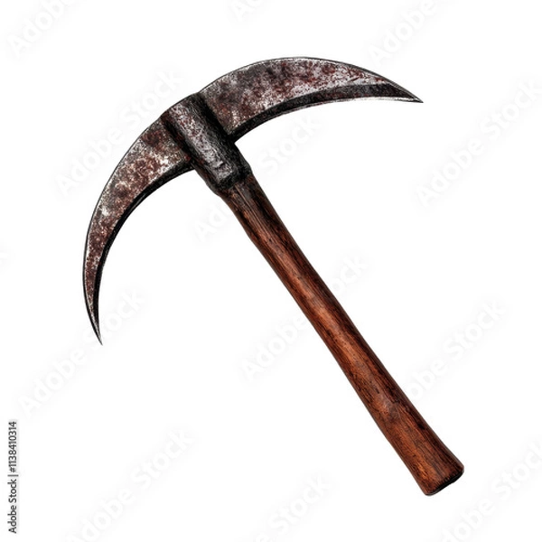 Fototapeta Old mining pickaxe for resource extraction. transparent background